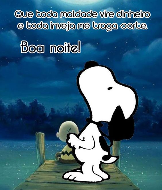 Boa Noite Snoopy com figurinhas alegres para dormir bem